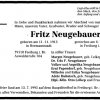 Neugebauer Friedrich 1913-1995 Todesanzeige